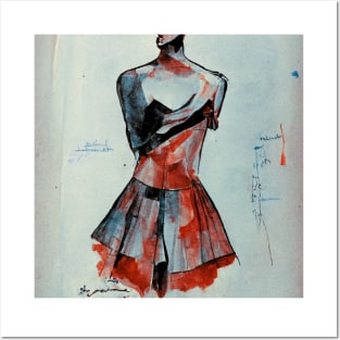 Fashion Dress Model 1960s Sketch Posters and Art